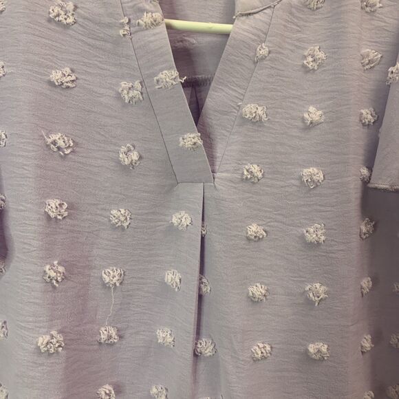 V Neck Ruffle Short Sleeve Blouse Swiss Dot Flowy Shirt Tunic Top Sz S - Picture 5 of 6